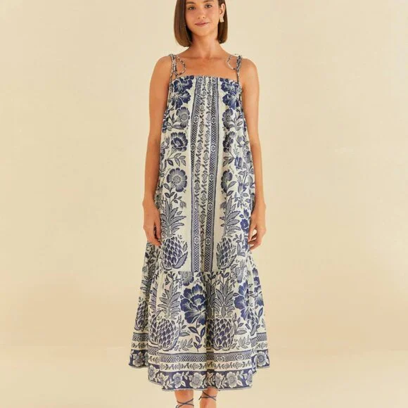 FARM Rio | Dresses | Farm Rio Blue Pineapple Garden Maxi Dress New With  Tags | Poshmark
